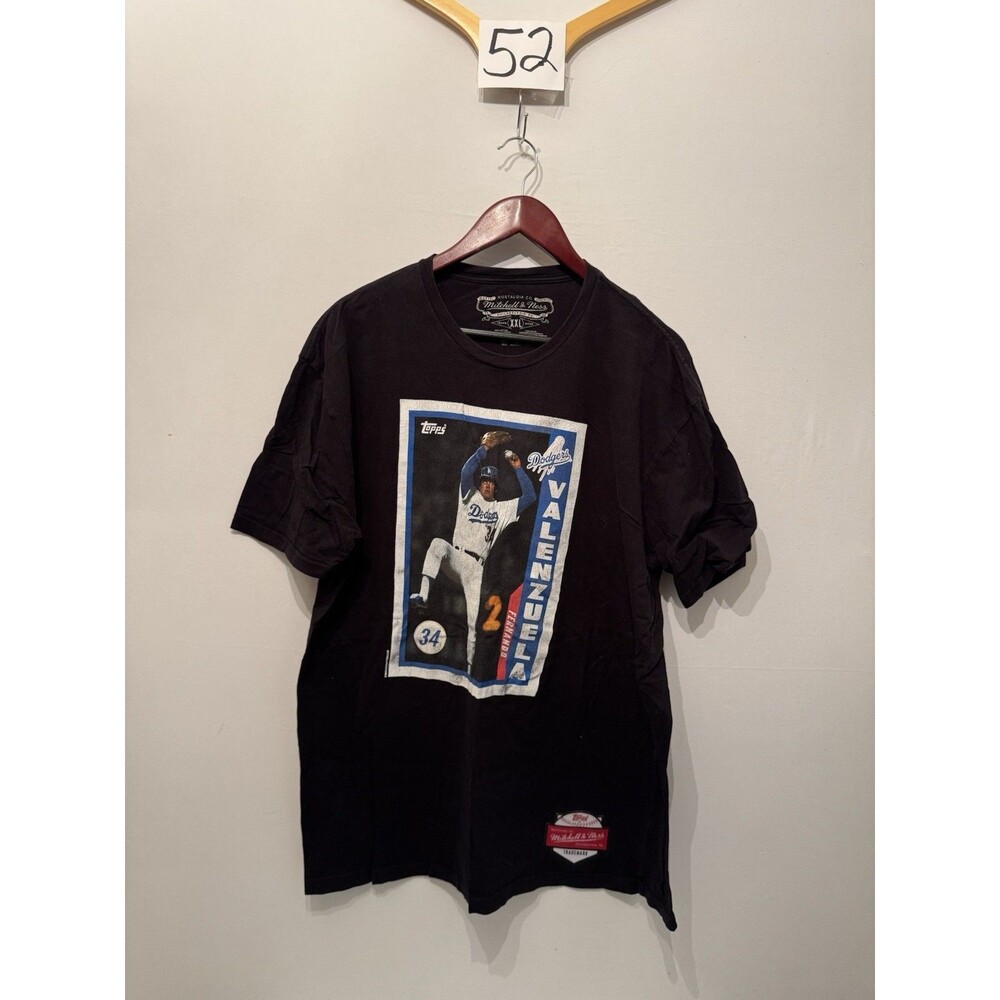Mitchell & Ness Topps Fernando Valenzuela Dodgers T-Shirt Mens XXL Black